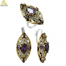 Gümüş Otantik Taşlı Set